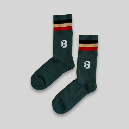 CREW SOCKS - GREEN/RED